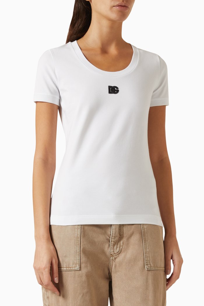

DG Logo Patch T-shirt in Cotton Jersey, White