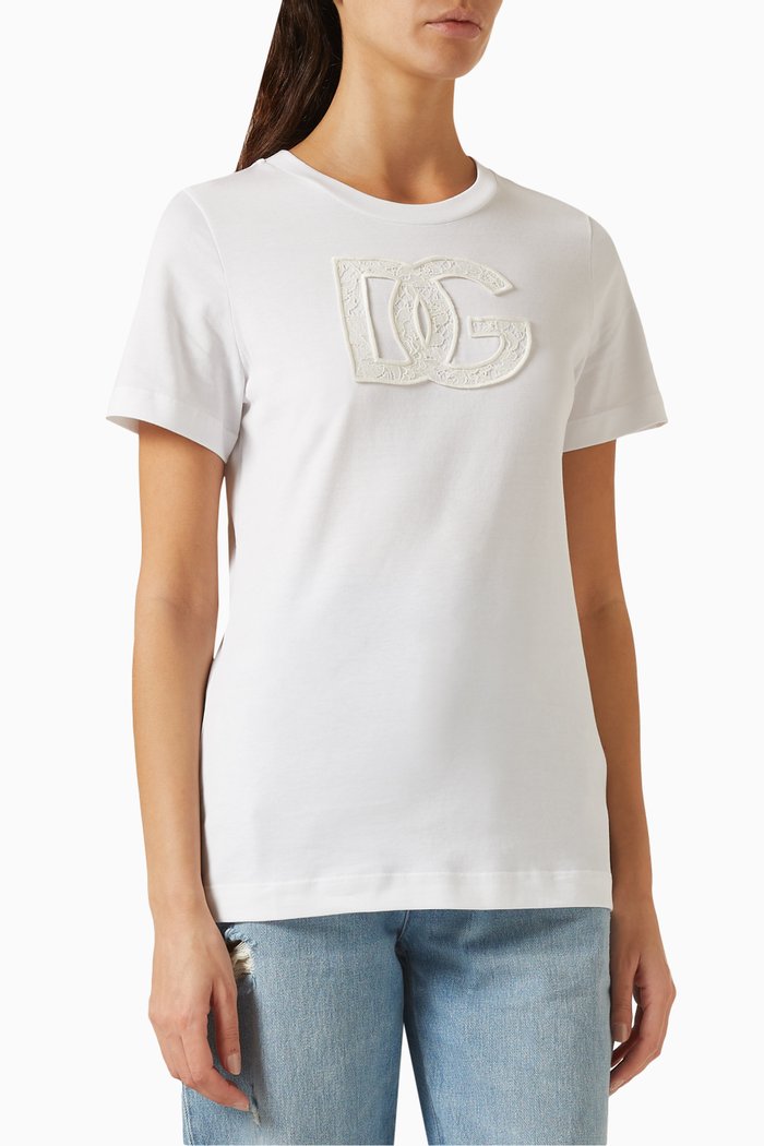 Logo-patch T-shirt in Cotton Jersey, White
