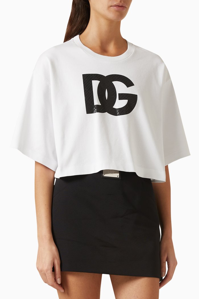 

Logo-print Crop T-shirt in Cotton Jersey, White