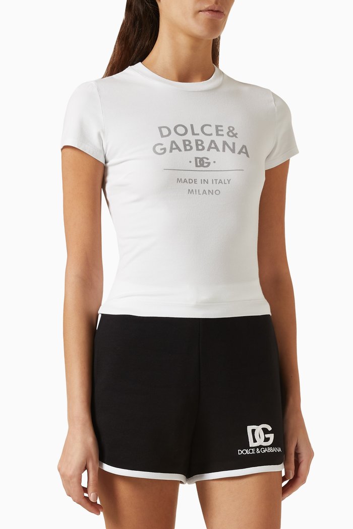 Logo-print T-shirt in Cotton Jersey, White