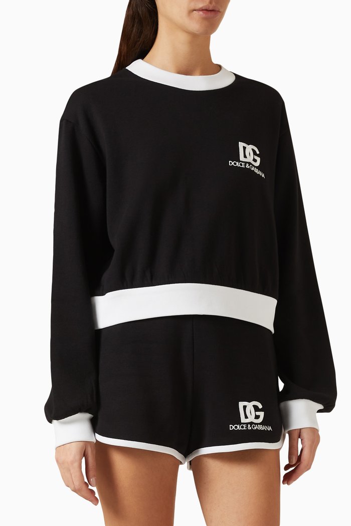 

DG Logo-embroidery Sweatshirt in Cotton Jersey, Black