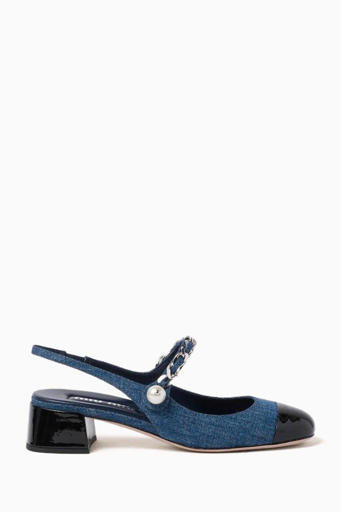 

Decollete Slingback 35 Pumps in Denim, Blue