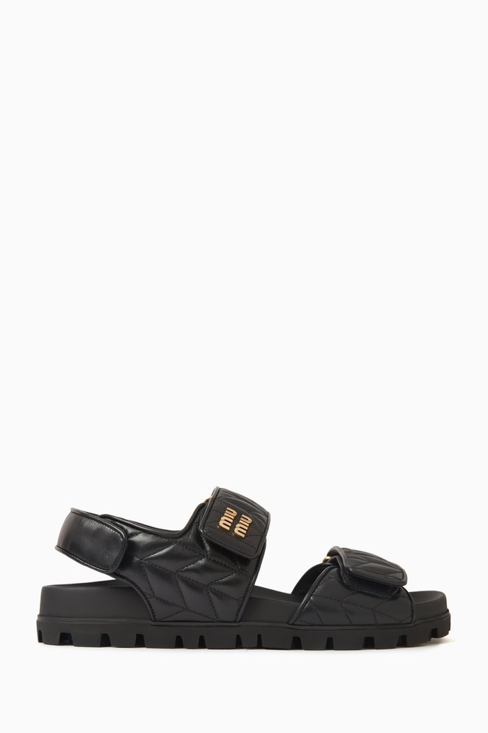 

Chunky Sandals in Matelasse Leather, Black