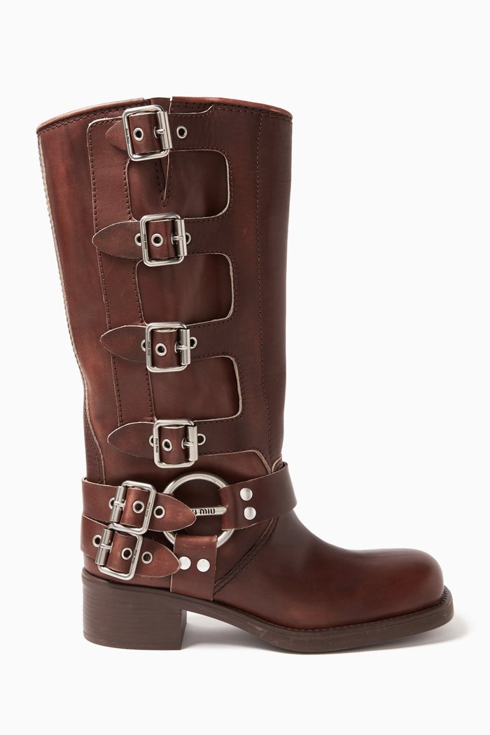 

Buckle Boots in Leather, Brown