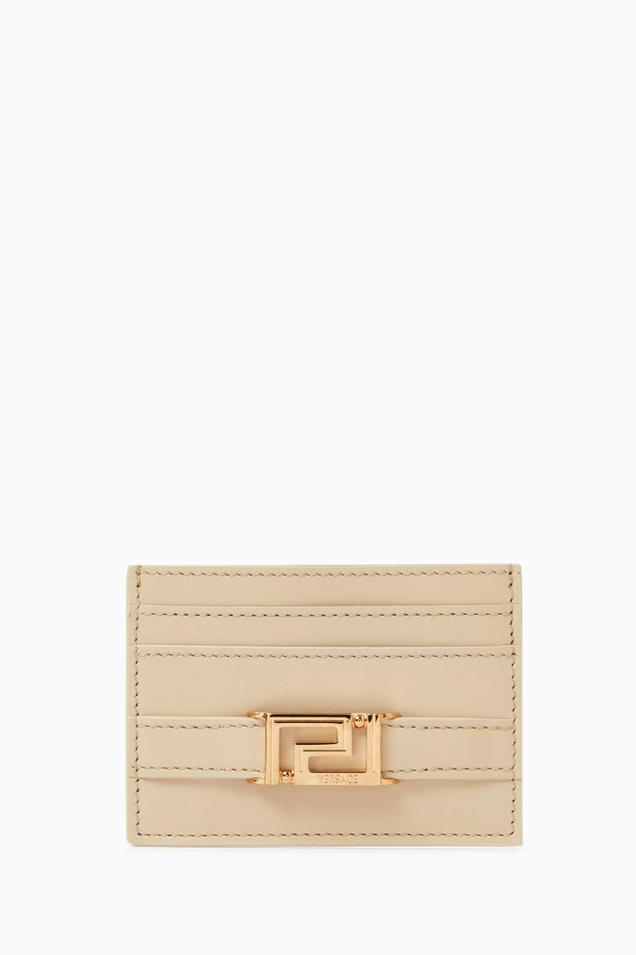 

Greca Goddess Card Case in Leather, Gold