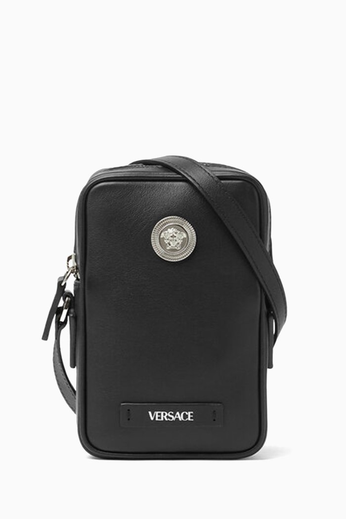 

Small Biggie Crossbody Bag in Leather, Black