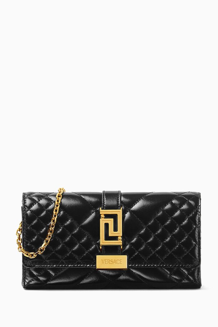 

Mini Greca Goddess Bag in Quilted Leather, Black