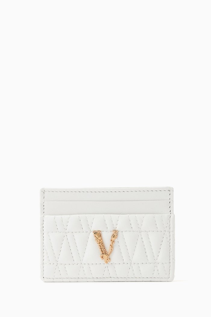 

Virtus Card Holder in Quilted Leather, White
