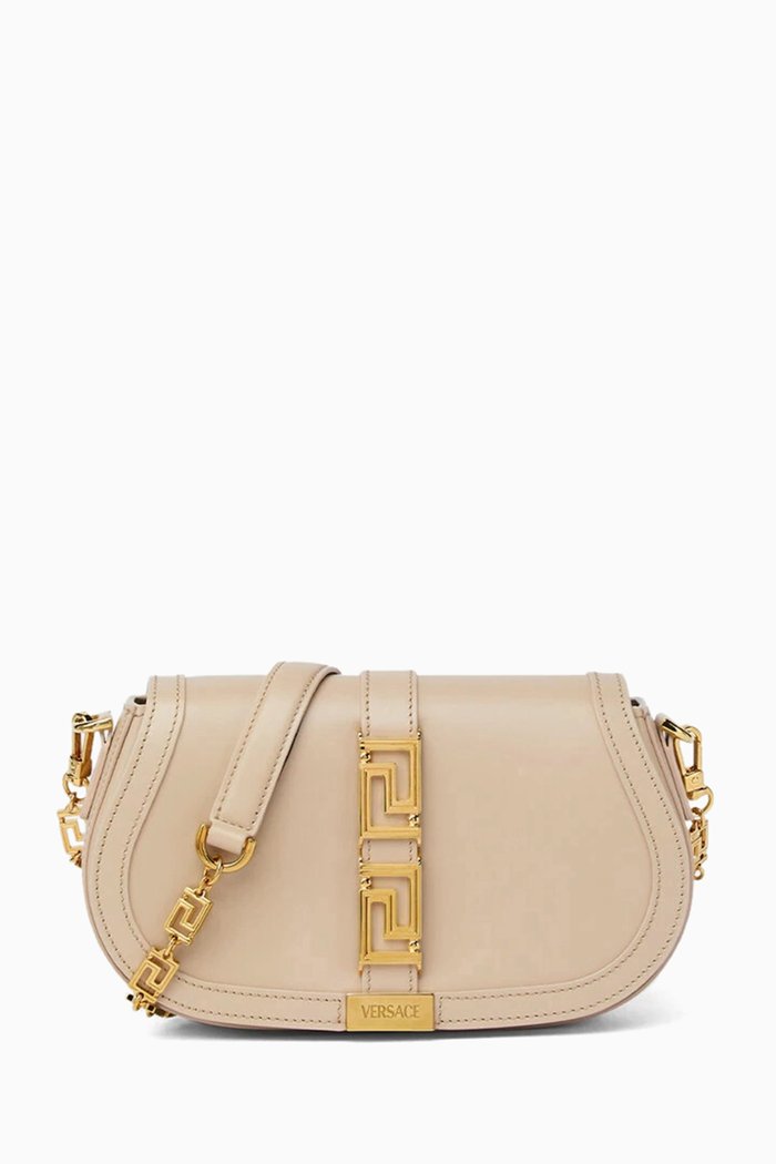 

Greca Goddess Shoulder Bag in Smooth Leather, Gold