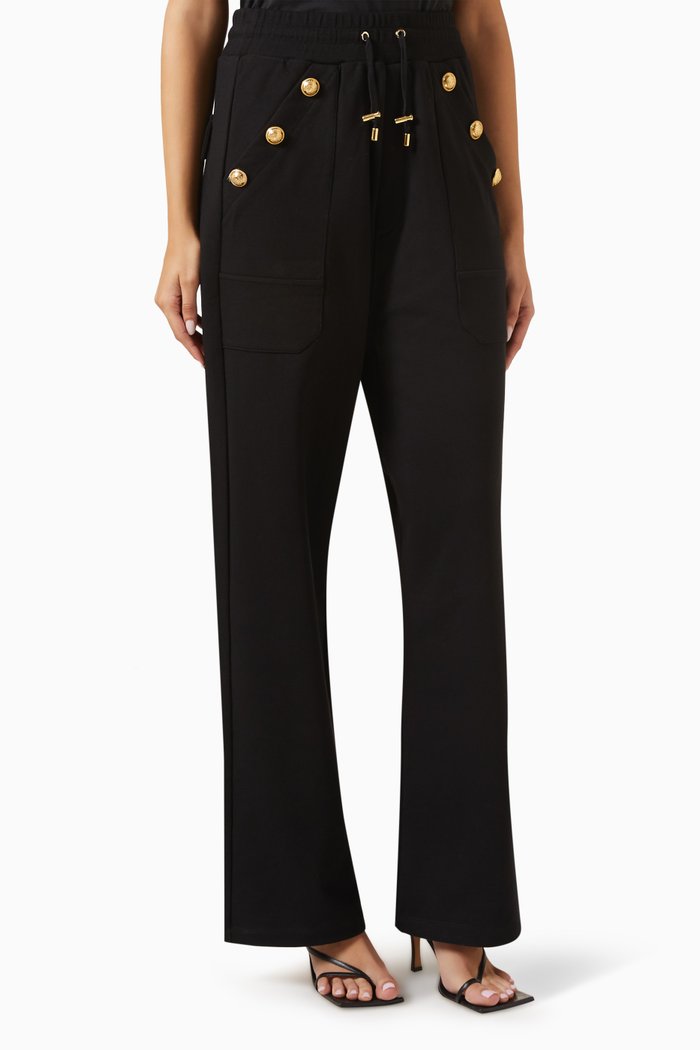 

6-button Sweatpants in Cotton, Black