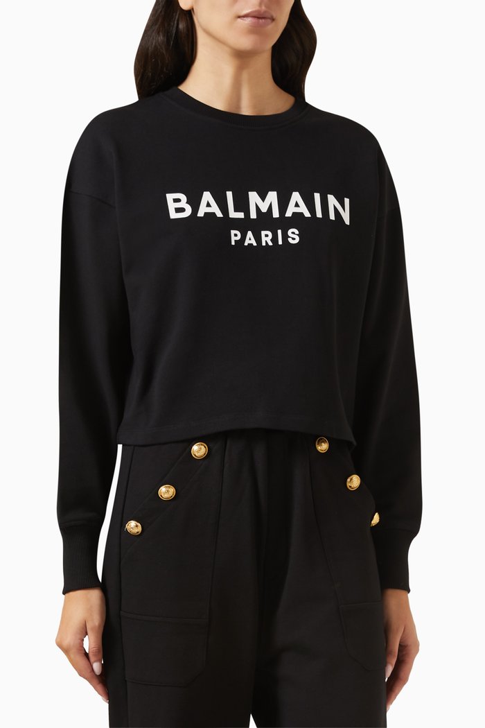 

Logo-print Crop Sweatshirt in Cotton, Black