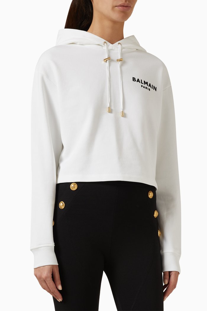 

Logo Detail Hoodie in Organic Cotton, White