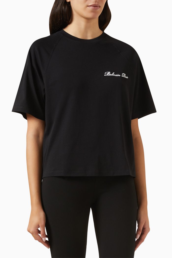 

Logo-embroidered T-shirt in Cotton, Black