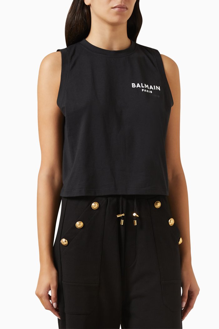 

Logo-detail Tank Top in Cotton, Black