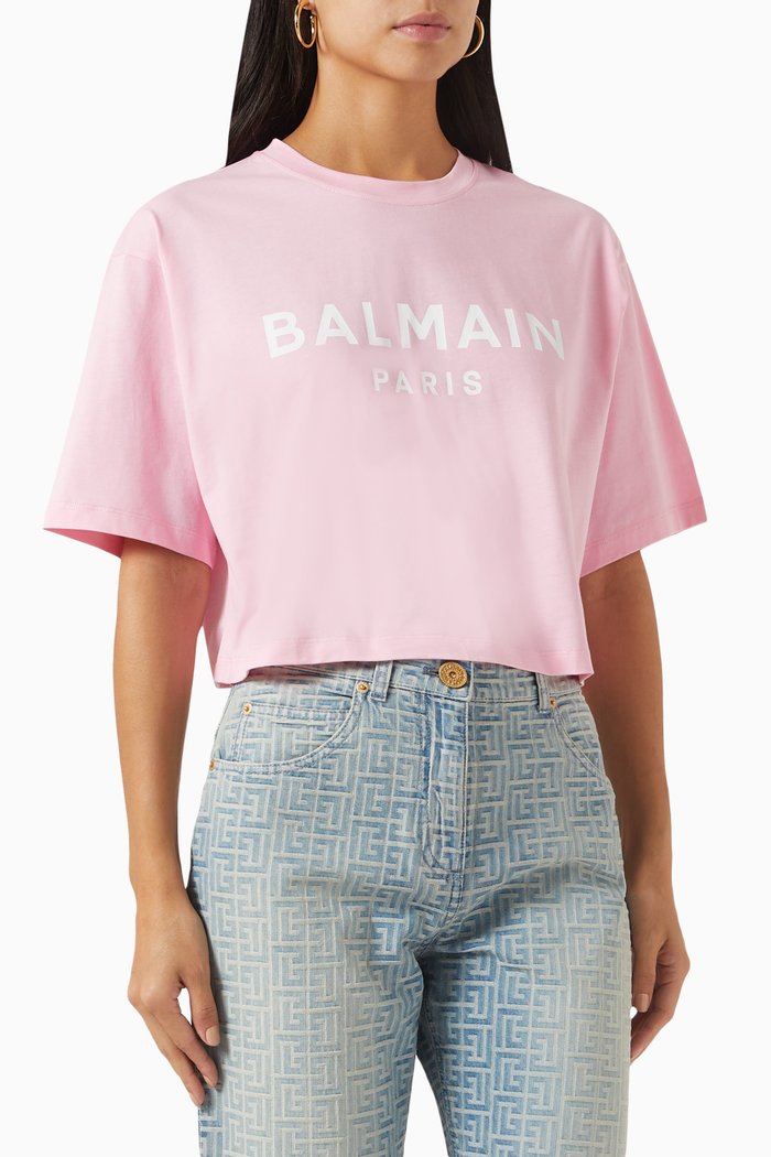 

Logo Crop T-shirt in Jersey, Pink