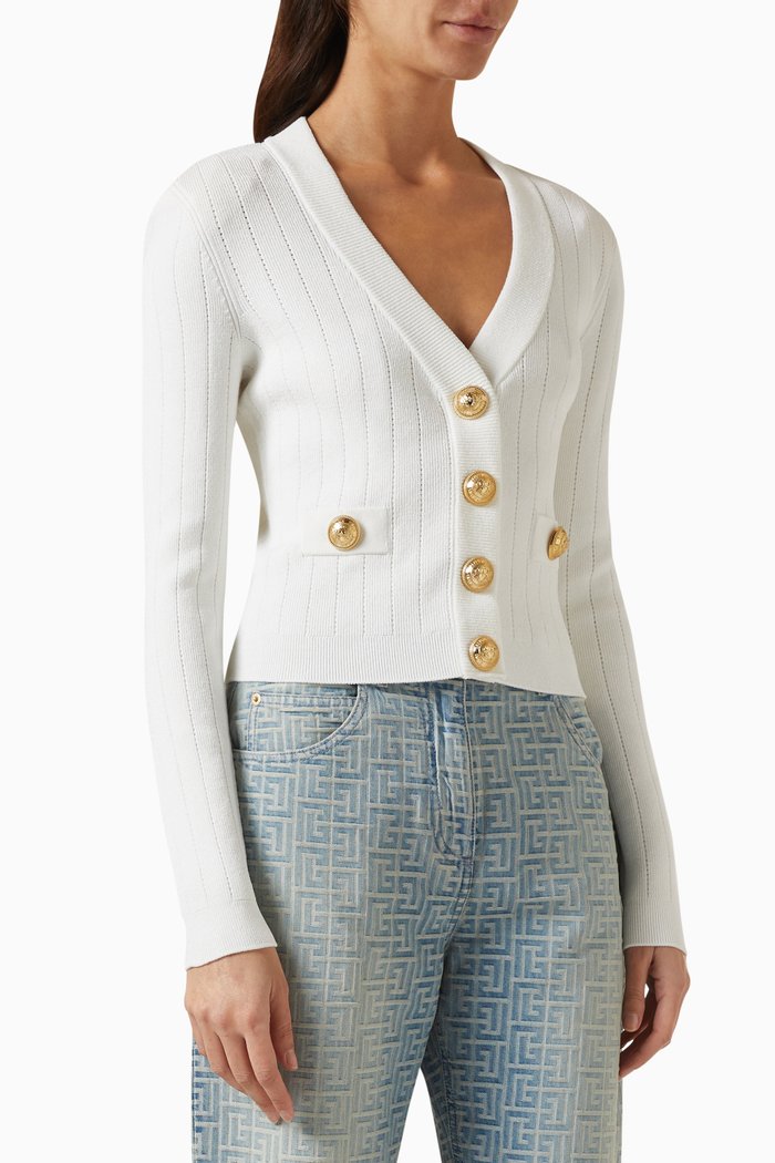 

Buttoned Cardigan in Viscose-knit, Black