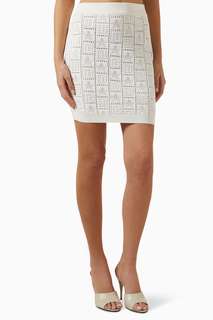 

Monogram Knit Mini Skirt in Viscose, White
