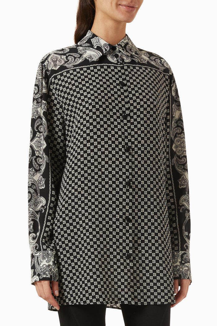 

Paisley & Mini Monogram Shirt in Silk, Black