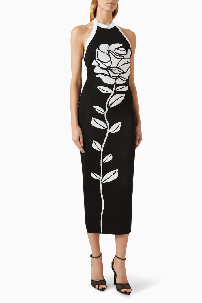 

Rose Midi Dress in Viscose-knit, Black