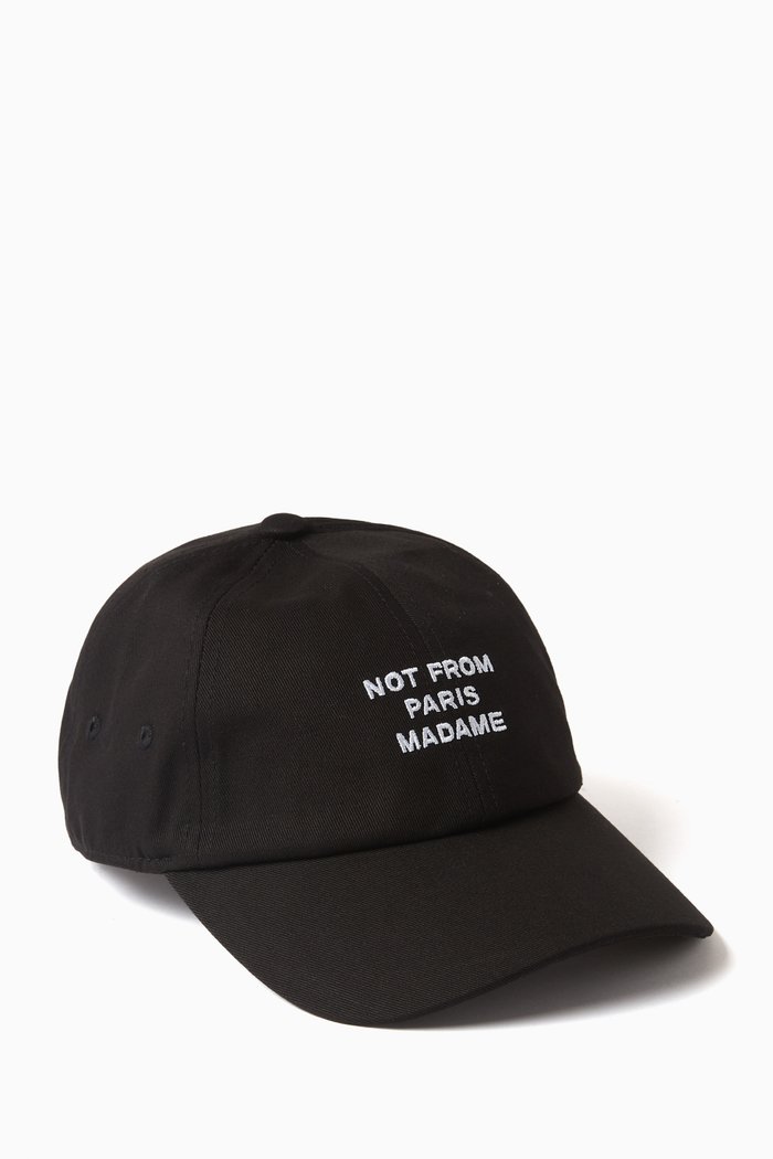 

La Casquette Slogan Baseball Cap in Cotton, Black