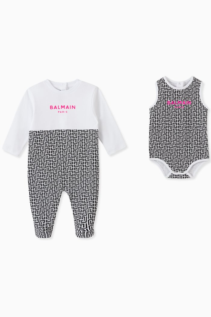 

Labyrinth Monogrammed Sleepsuit Set in Cotton-jersey, Black