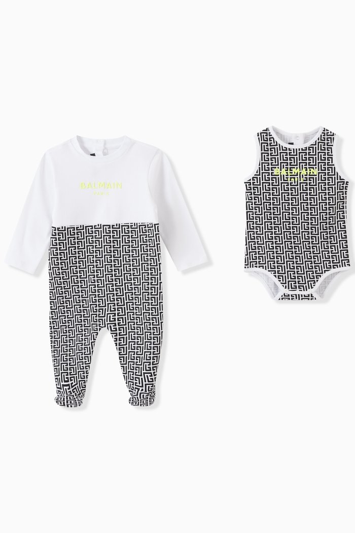 

Labyrinth Monogrammed Sleepsuit Set in Cotton-jersey, Black