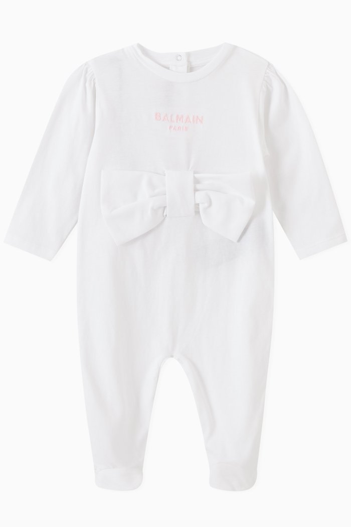 

Logo-embroidered Bow Sleepsuit Set in Cotton-jersey, White