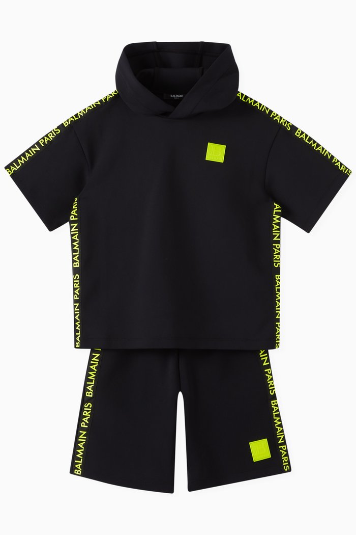 Logo Sweatshirt & Shorts Set, Black