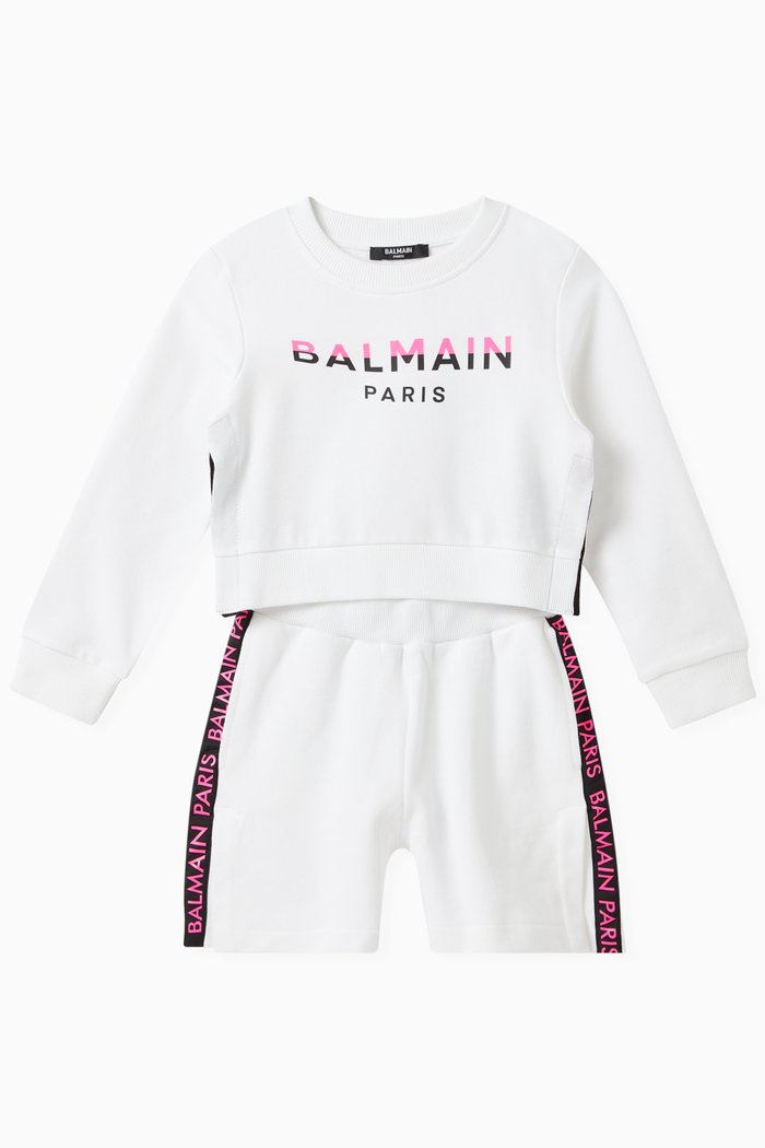

Sweatshirt and Shorts Set in Cotton, White