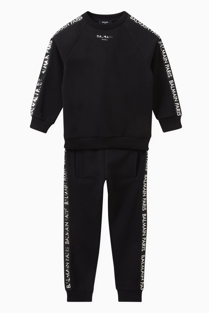 Logo Detail Tracksuit in Cotton, Black