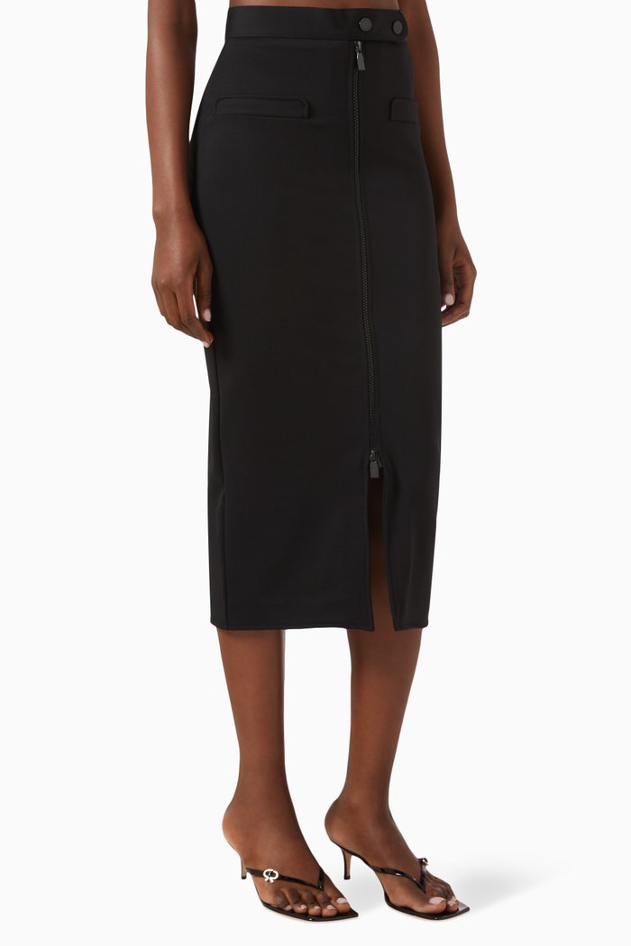 

Two-way-zip Midi Pencil Skirt in Jersey, Black