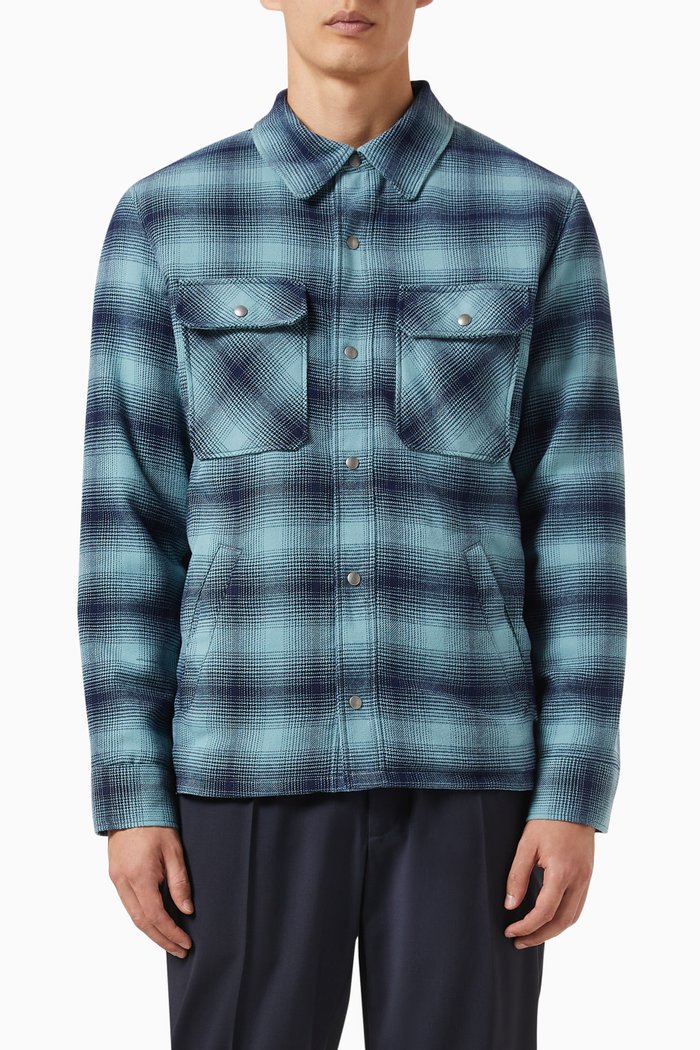 

Check Jacket in Viscose Blend, Blue