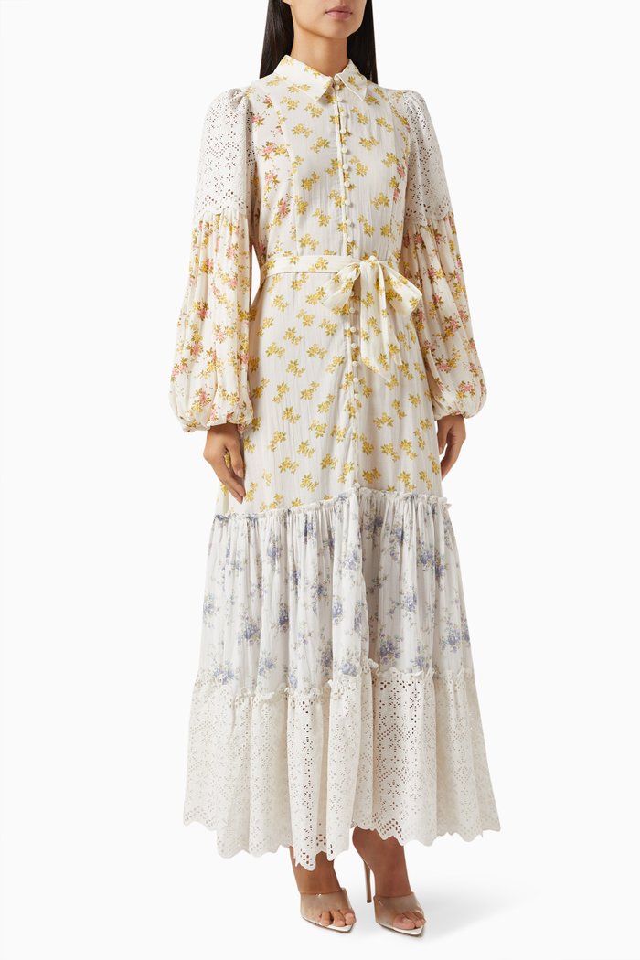 

Slub Shirt Maxi Dress in Cotton & Viscose-blend, Multicolour