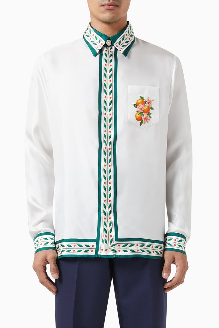 

Printed Shirt in Silk, White