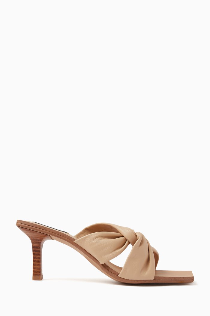

Mila 80 Mule Sandals in Leather, Neutral
