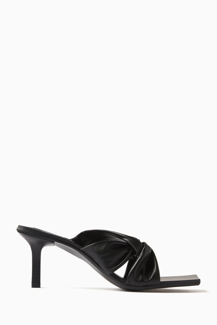 

Mila 80 Mule Sandals in Leather, Black
