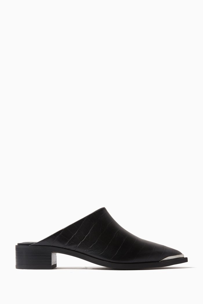 

Linnea 30 Mules in Croc-embossed Leather, Black