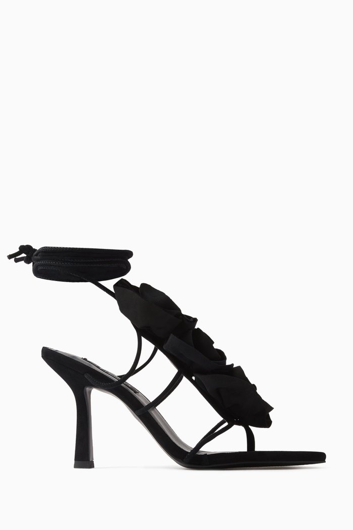 

Karli 100 Lace-up Sandals in Suede, Black