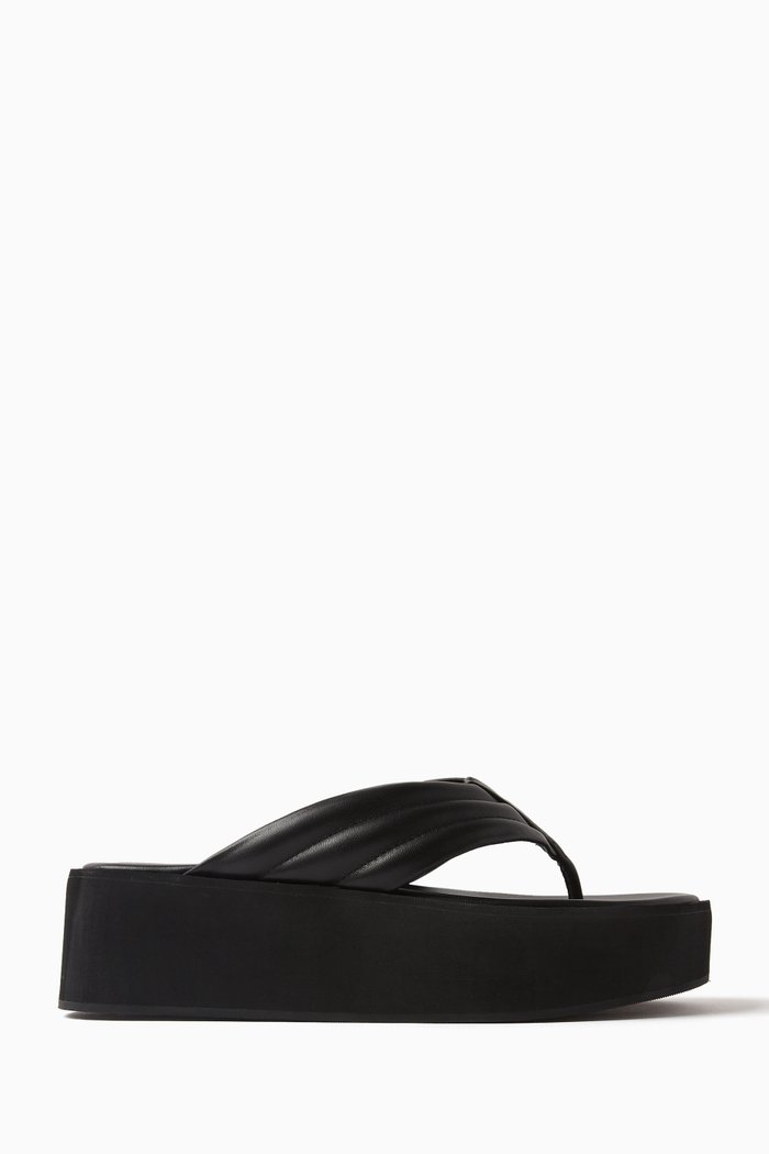 

Reese 50 Platform Flip Flops in Quilted Leather, Black