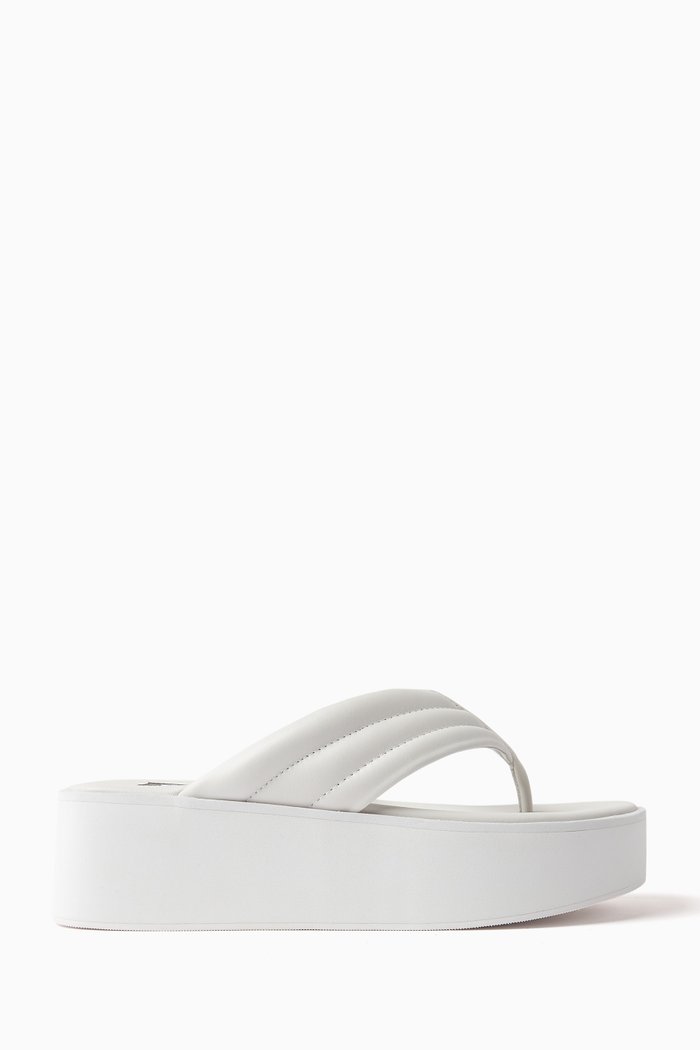 

Reese 50 Platform Flip Flops in Quilted Leather, White