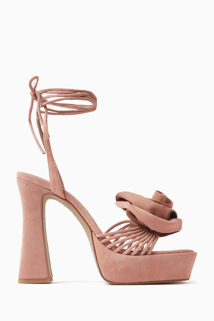 Taya 135 Lace-up Sandals in Suede, Pink