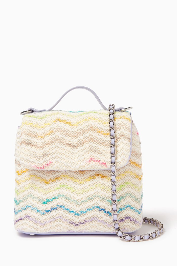 

Chevron Woven Bag in Cotton-blend Knit, Neutral
