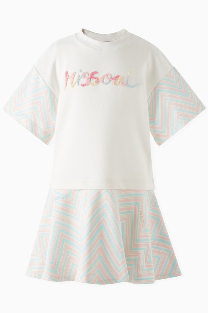 

Zig Zag Logo Dress in Cotton Jersey, Neutral