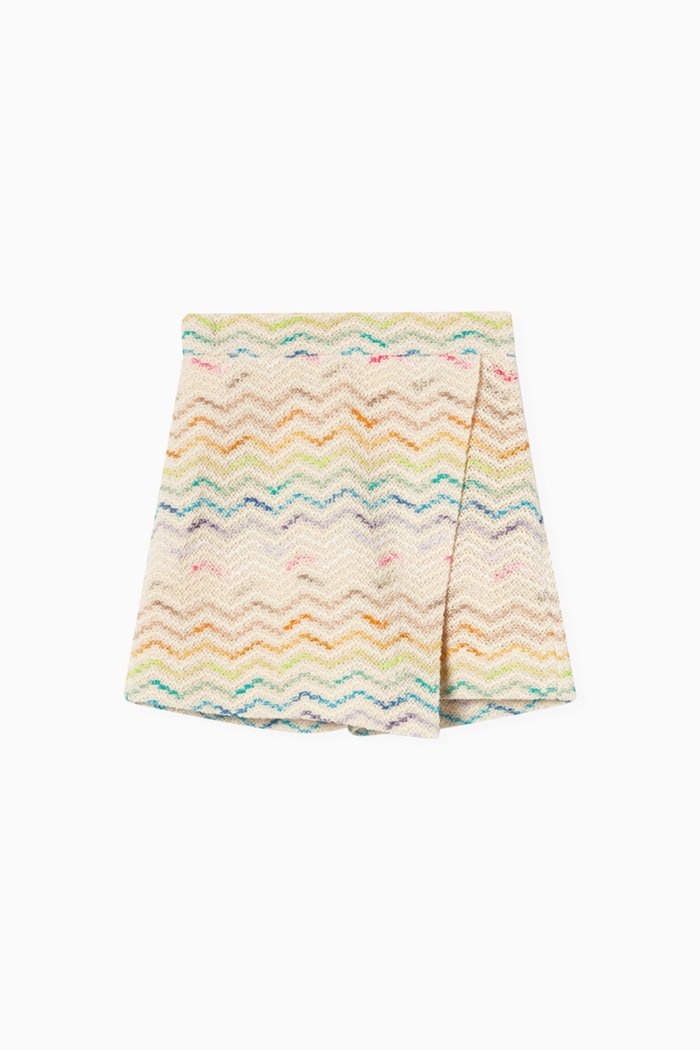 Zigzag Skirt in Cotton-blend, Neutral