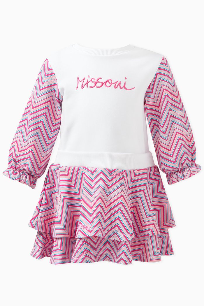 

Zig Zag Dress & Bloomers Set in Cotton Jersey, Pink