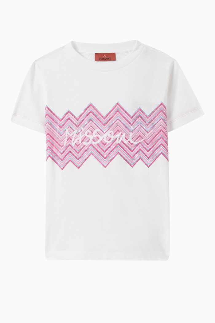 

Zig Zag Logo T-shirt in Cotton Jersey, White