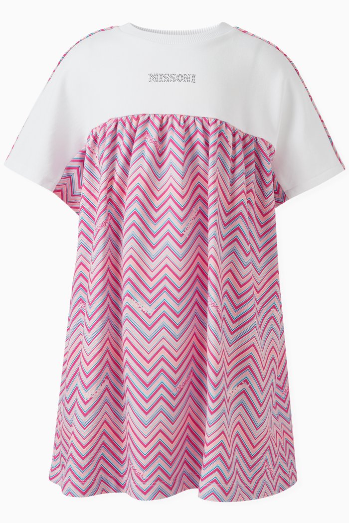 

Zig Zag Logo Dress in Cotton Jersey, Pink