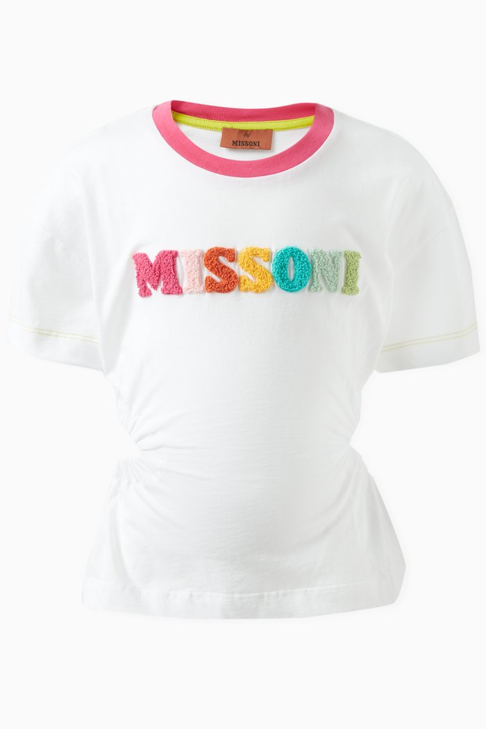 

Flocked Logo T-shirt in Cotton, White