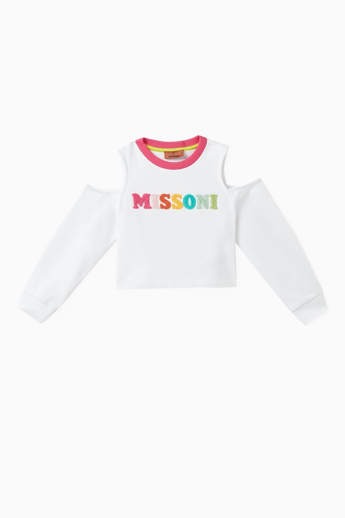 

Cold-shoulder Logo Sweatshirt in Cotton, White
