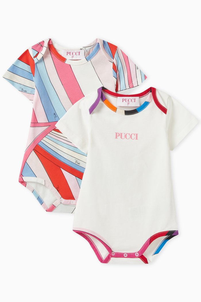 

Iride Print Bodysuits, Set of Two in Cotton, Multicolour